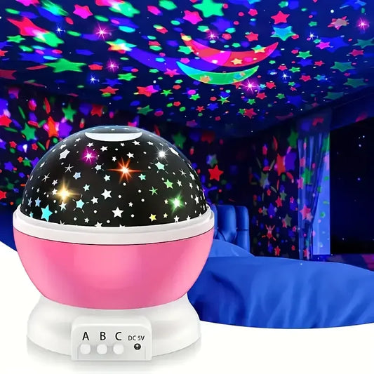 USB Powered Starry Night light Projector W/Moon and Stars-360 degrees rotatable