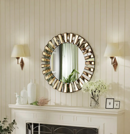 Round Starburst Wall Mirror Gorgeous Tawny Accent
