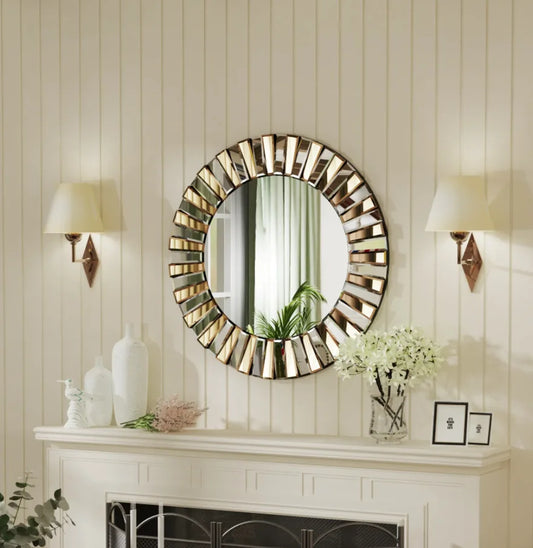 Round Starburst Wall Mirror Gorgeous Tawny Accent