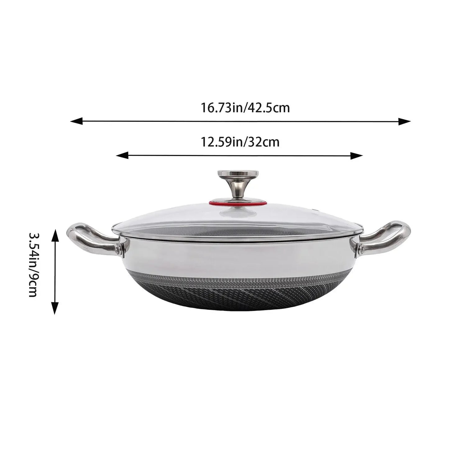 Stainless Steel Non-Stick Frying Pan w/Lid and Carrying Handle