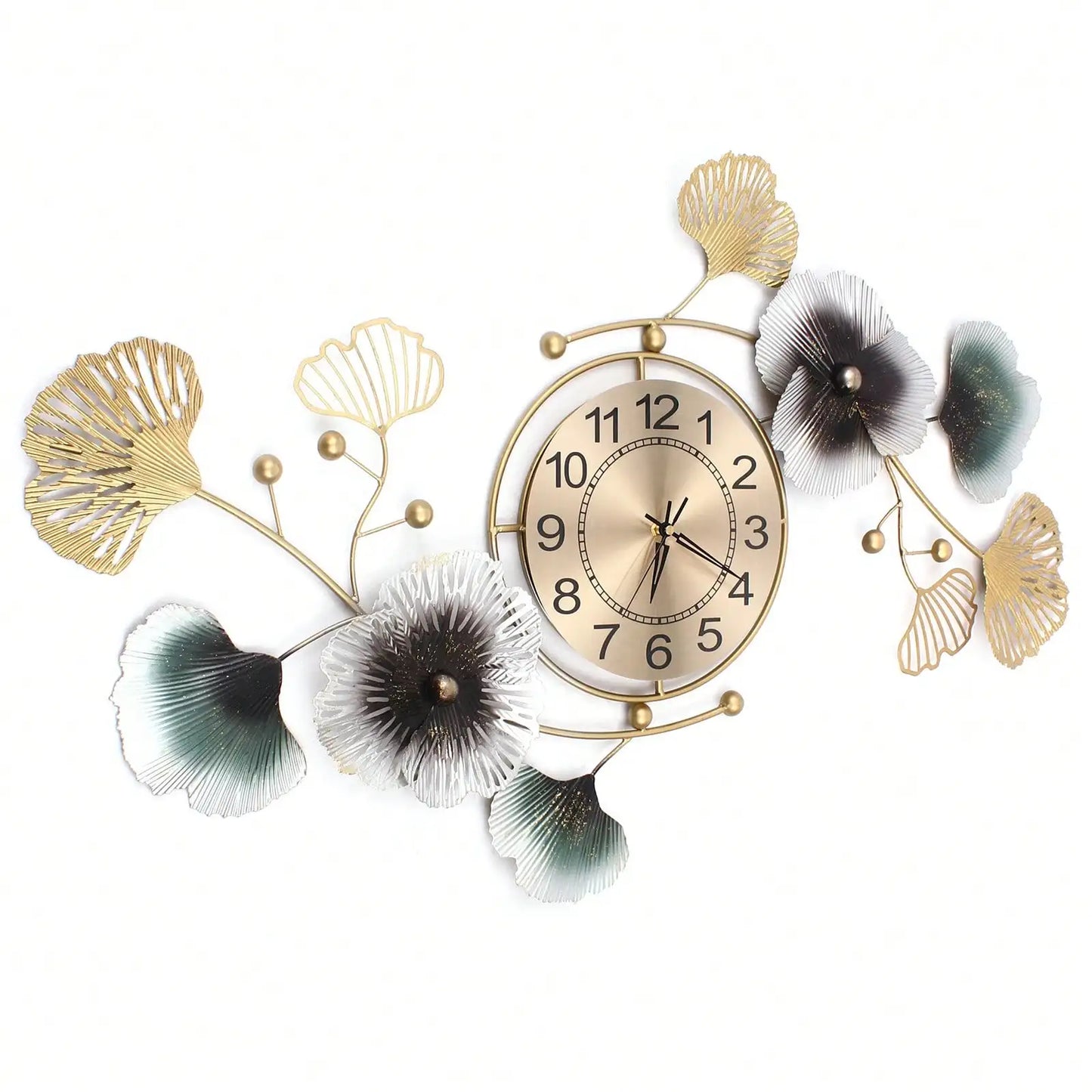 Large Luxury Ginkgo Leaf Mute Wall Clock 90*45cm