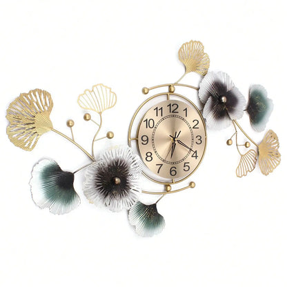 Large Luxury Ginkgo Leaf Mute Wall Clock 90*45cm