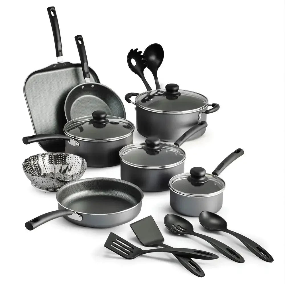 Stainless Steel nonstick Cookware W/Lids, Spoons, Ladle, Turners  18 Piece Set