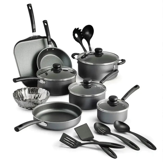 Stainless Steel nonstick Cookware W/Lids, Spoons, Ladle, Turners  18 Piece Set