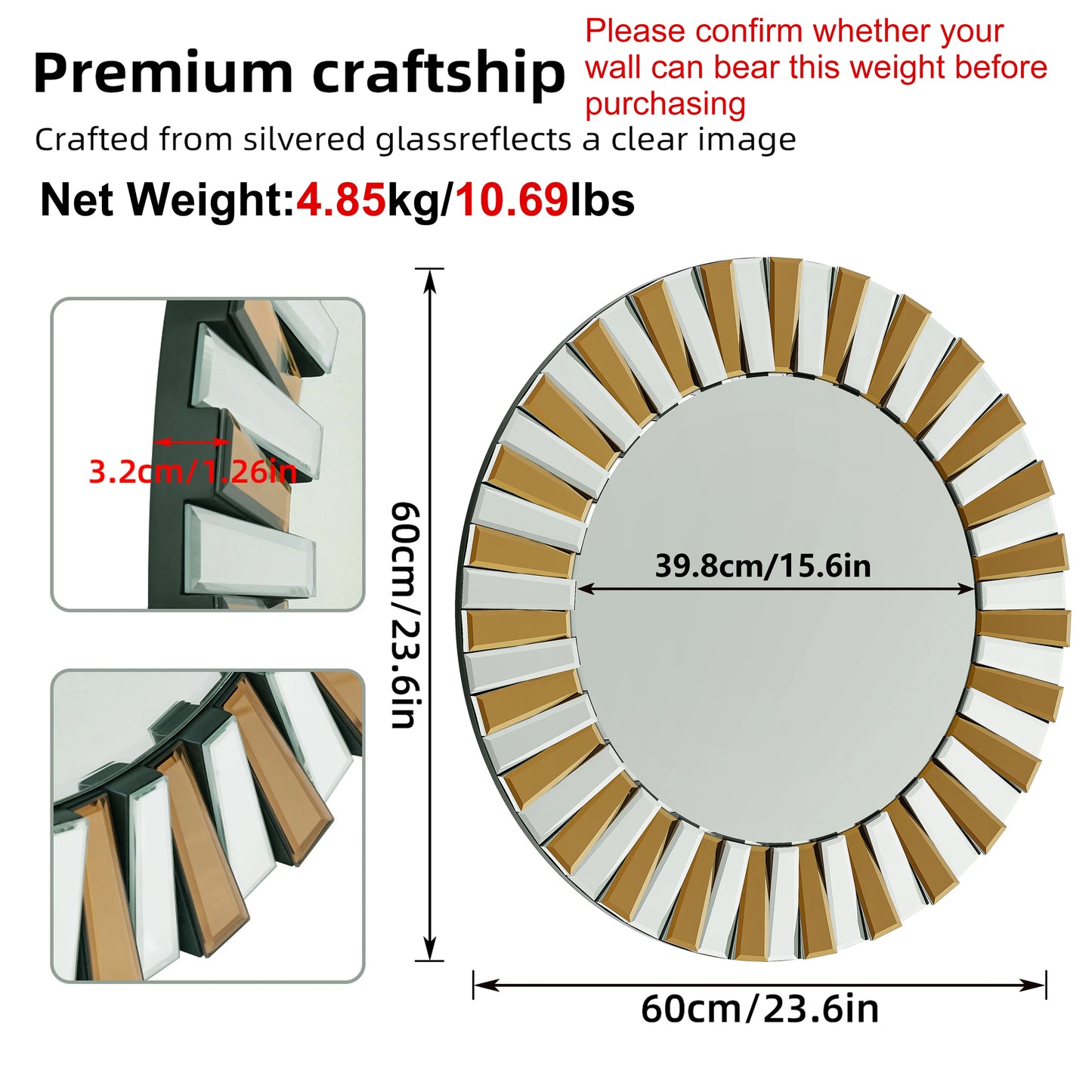 Round Starburst Wall Mirror Gorgeous Tawny Accent