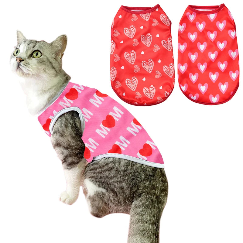 Pet Cat Dog Best Summer Puppy Clothes For Small Medium Dogs, T-shirt Valentines Day