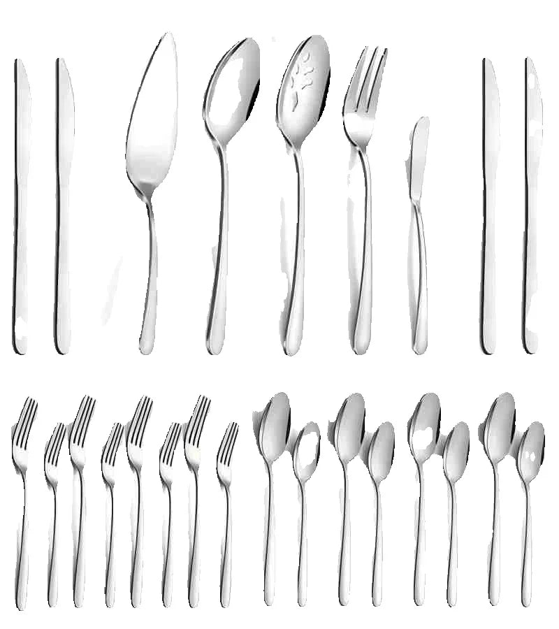 65 Pcs Silverware Set W/Serving Set for 12, Stainless Steel Flatware Cutlery Set