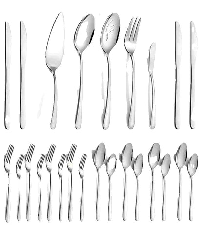 65 Pcs Silverware Set W/Serving Set for 12, Stainless Steel Flatware Cutlery Set