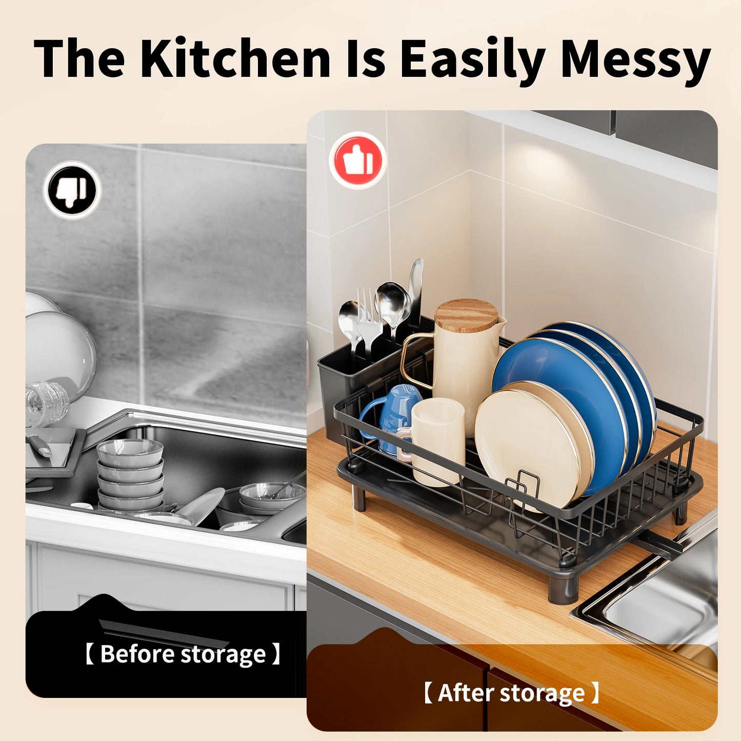 Dish Drying Rack, Multifunctional Space Saver