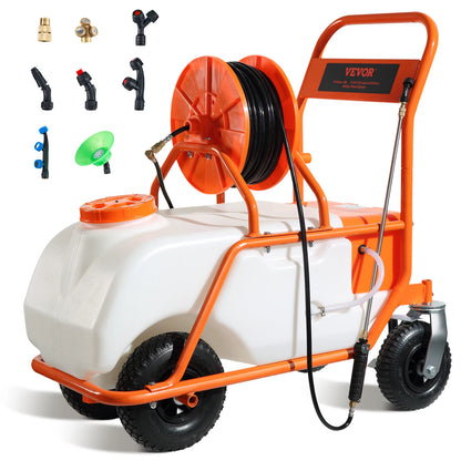 Garden Weed Sprayer W/Wheel Cart, Battery Powered 126Ft Hose W/Reel