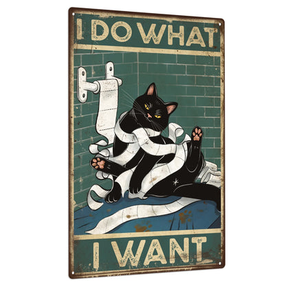 Black Cat  Bathroom Tin Wall Art