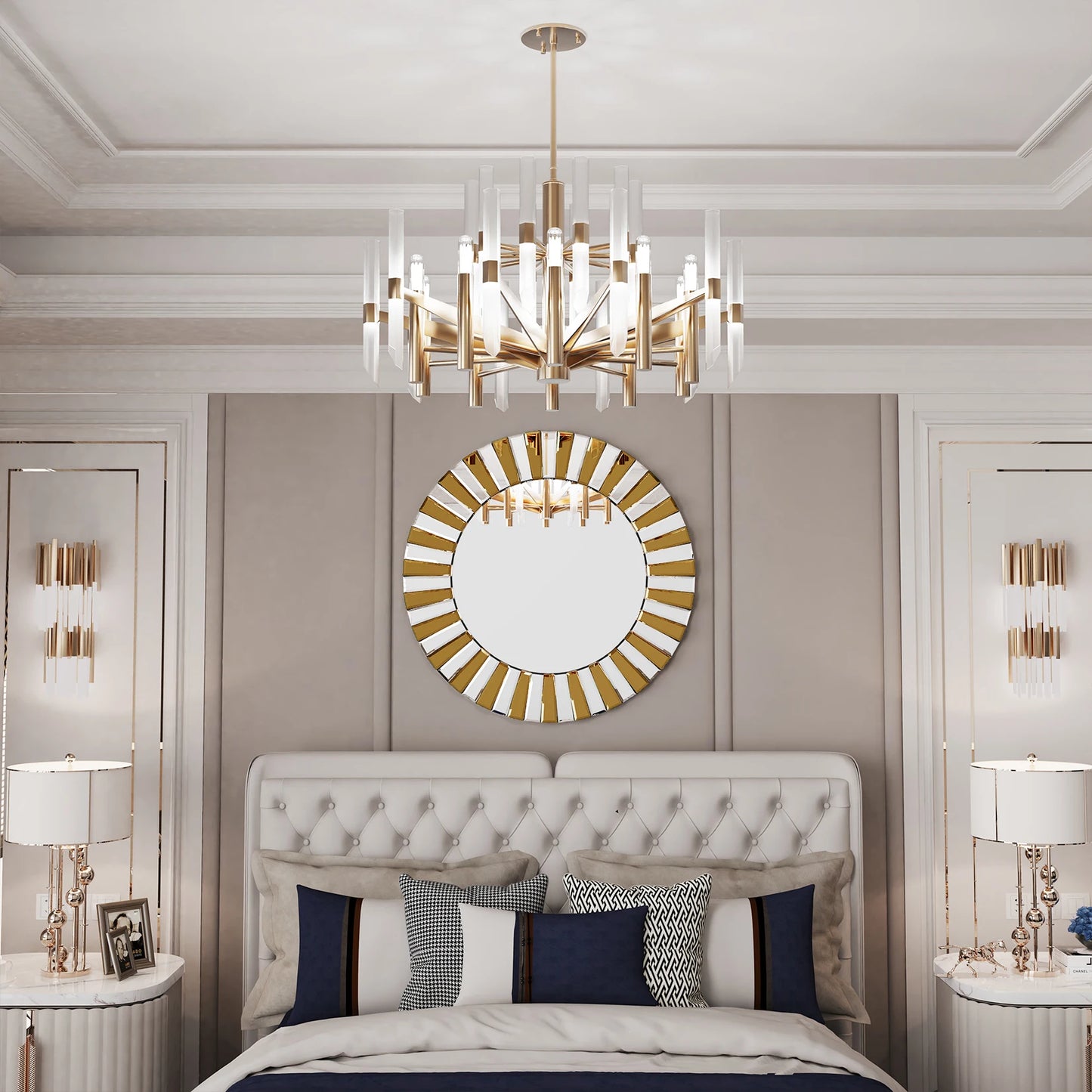 Round Starburst Wall Mirror Gorgeous Tawny Accent