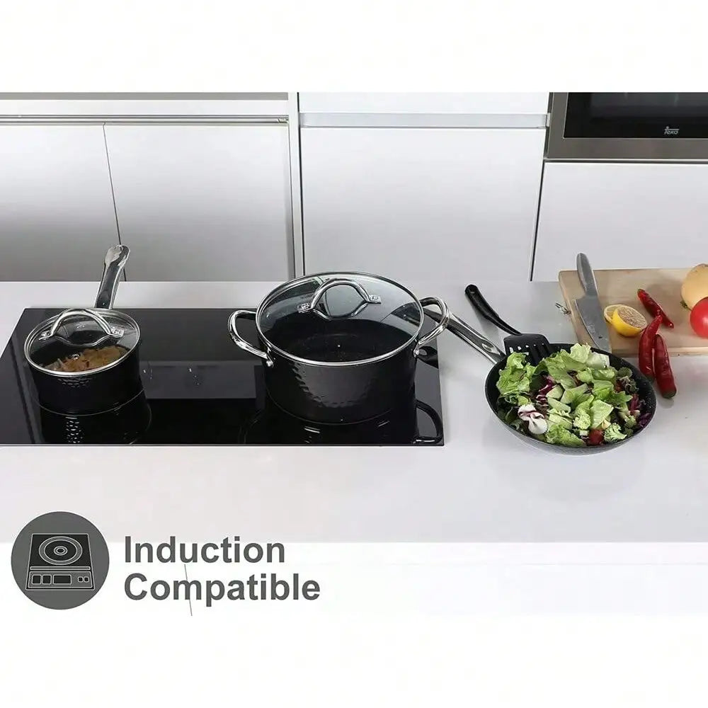 Hammered Nonstick Granite Cookware Set, 15 piece