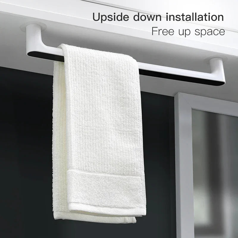 Self-Adhesive Towel Holder Rack, Wall Mounted Towel Hanger, Bathroom Organizer