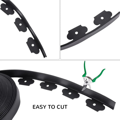 No Dig Durable Garden Landscape Edging Kit, 2" Tall Black Plastic Lawn Border for Landscaping