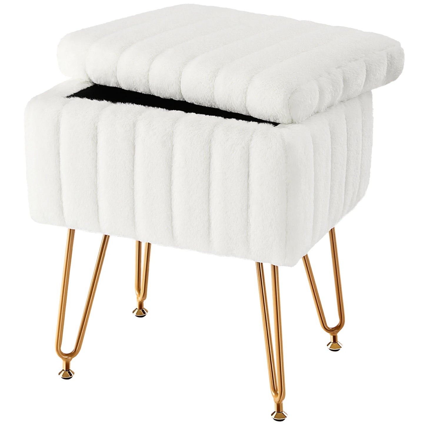 Faux Fur Living Room Hidden Storage Stools
