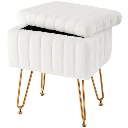 Faux Fur Living Room Hidden Storage Stools