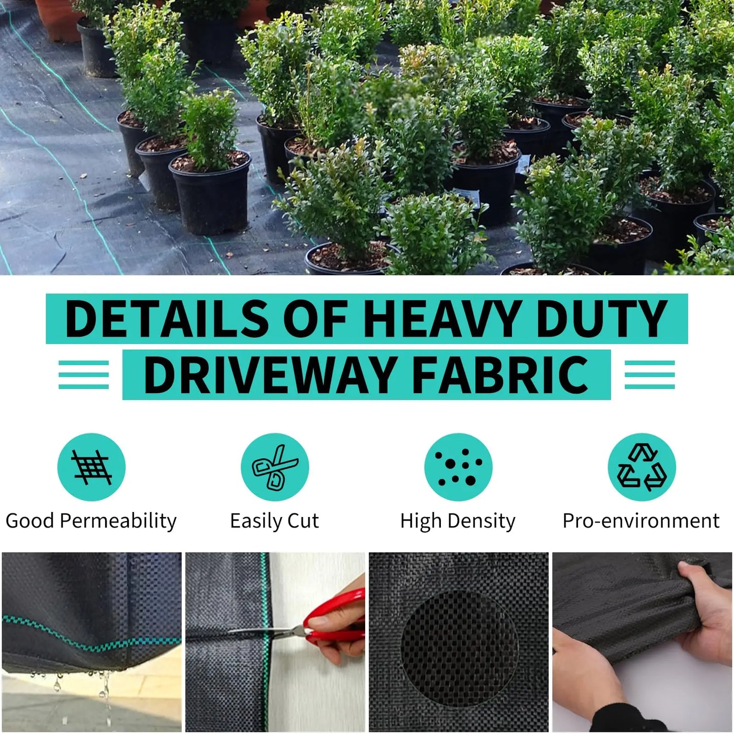 3/4/6*300/600FT Weed Barrier Landscape Fabric,Heavy Duty Weed Block
