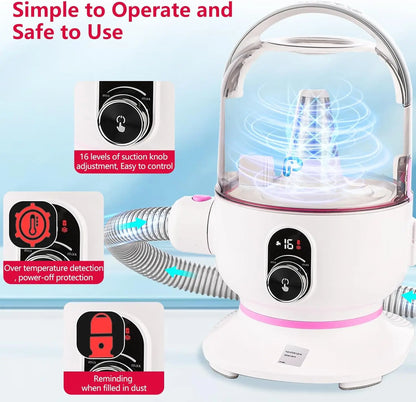 Pet Grooming Vacuum, Dog Hair Vacuum Groomer, Multi-Functional Pet Grooming Kits