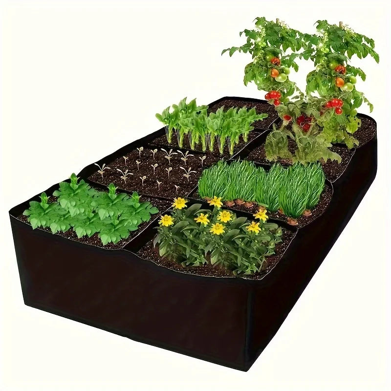 Garden Bed, 128 Gallon, 8 Grids, 3 x 6FT Breathable Raised Planter Beds