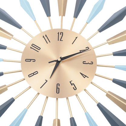 21.65" Mid Century Wall Clock, Silent Metal Decorative Clock