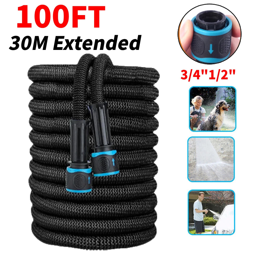 25FT Extendable Garden Water Hose Durable TPE High Pressure Hose