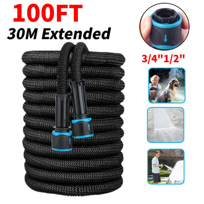 25FT Extendable Garden Water Hose Durable TPE High Pressure Hose