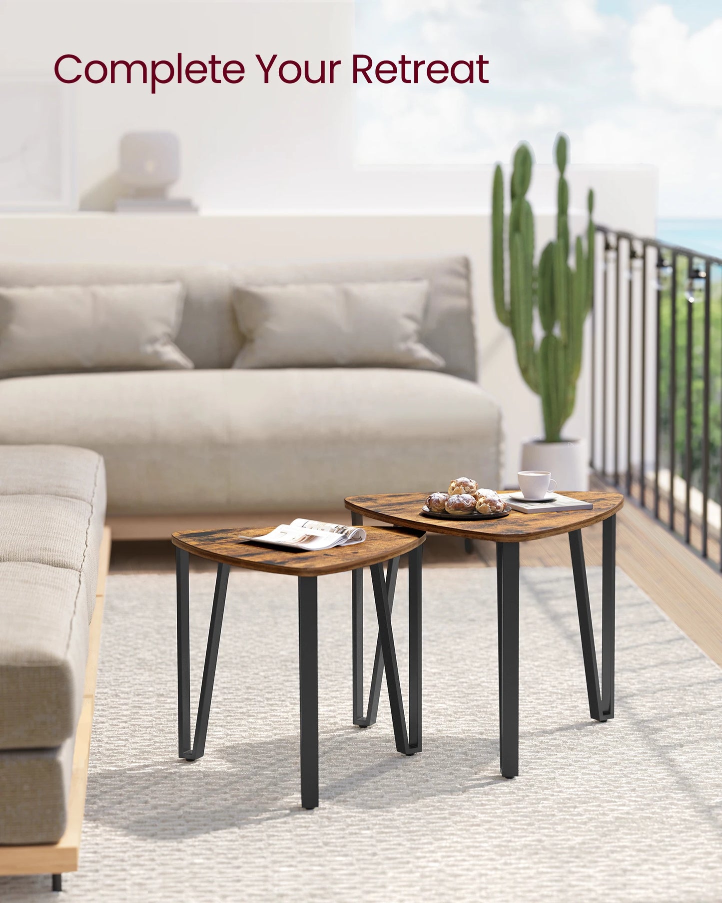 Nesting Coffee Tables, End Tables Set of 2 for Living Room Bedroom