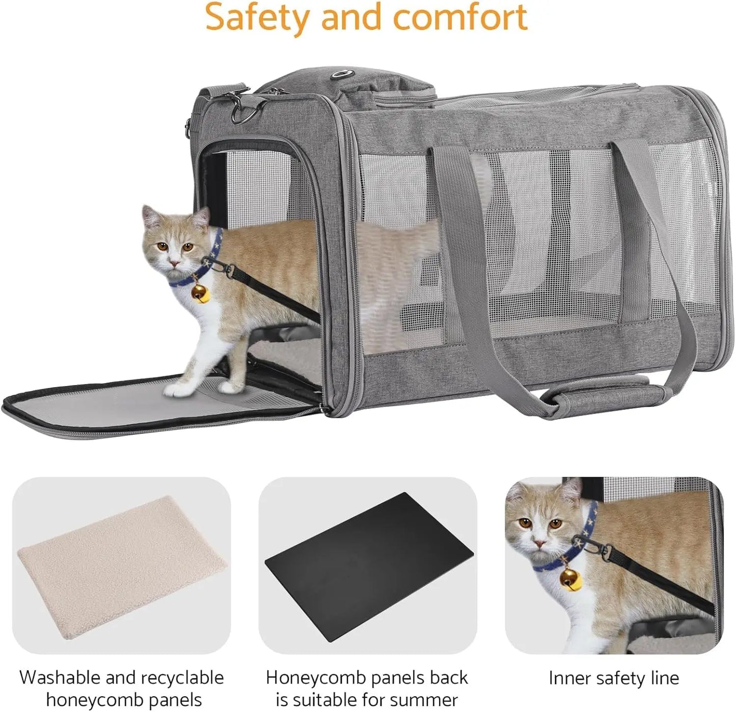 Airline Approved Pet Carrier for Cats, Dogs Soft Travel Bag W/Breathable Honeycomb Board