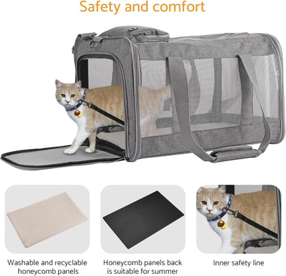 Airline Approved Pet Carrier for Cats, Dogs Soft Travel Bag W/Breathable Honeycomb Board