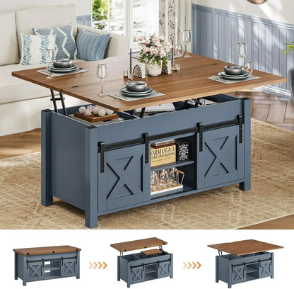 Lift Top Coffee Table, 4 in 1 Multi-Function Convertible Table W/Storage