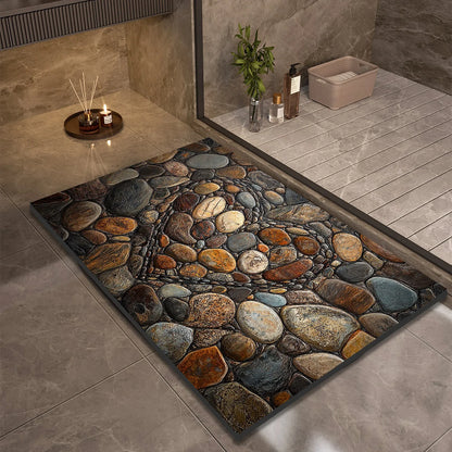 Stone Design Diatomite Bath Mat, Non-Slip Shower Mat, Absorbent, Quick Dry