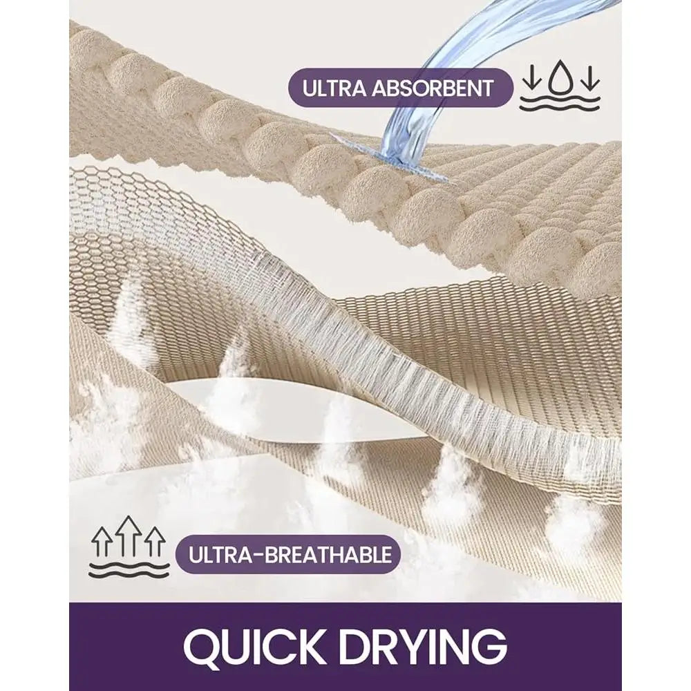 Super Absorbent Chenille Bathroom Rugs, Non Slip Thick Plush Mats