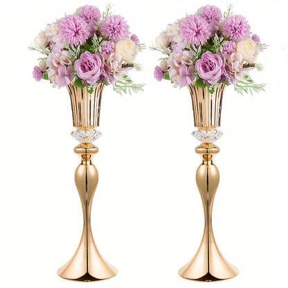 Crystal Flower Stands, Tall Metal Centerpiece Vases