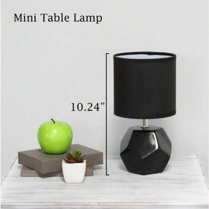Round Prism Mini Table Lamp with Matching Fabric Shade for Bedroom.