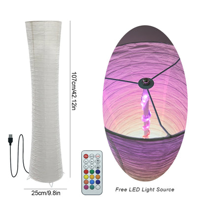 Paper lamp, RGB color-changing LED smart lamp, remote control, floor lamp, suitable for living room, bedroom