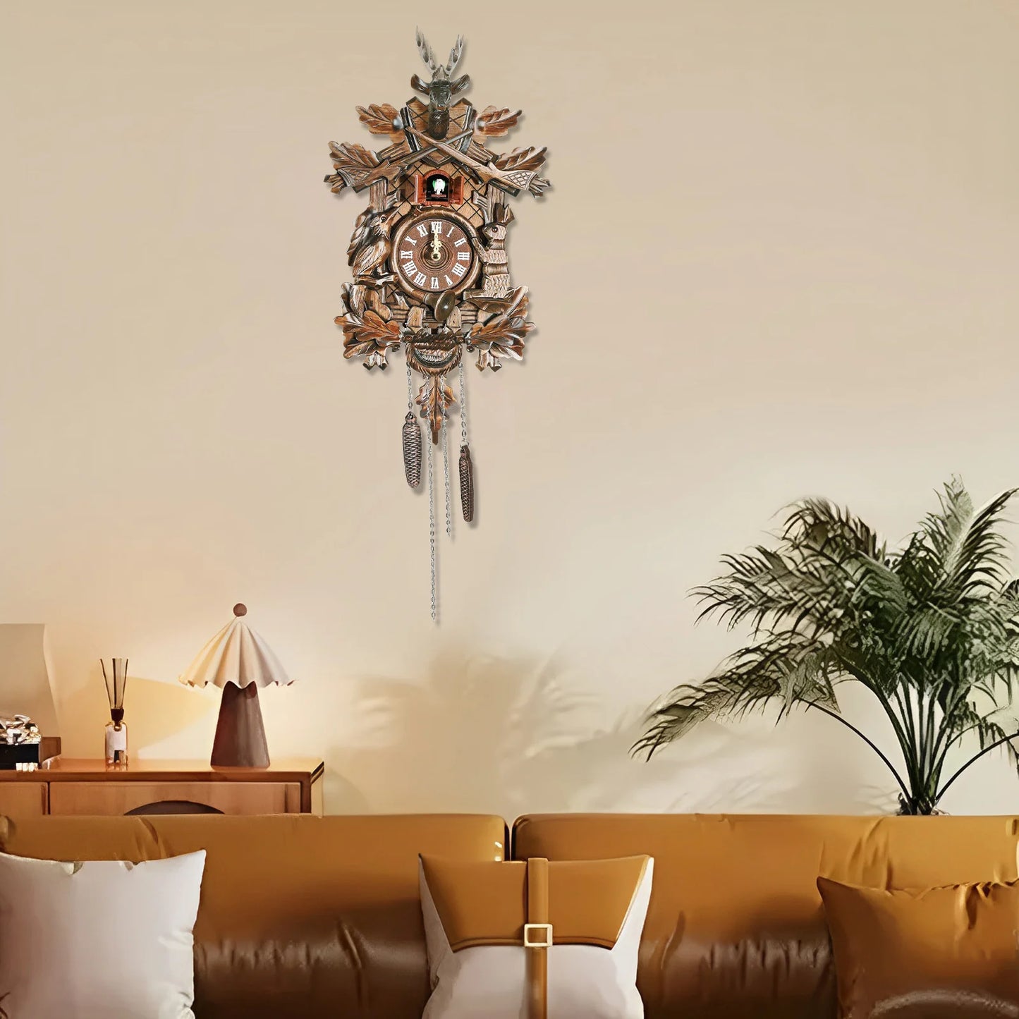 Vintage Wooden Cuckoo Wall Clock and Alarm Clock