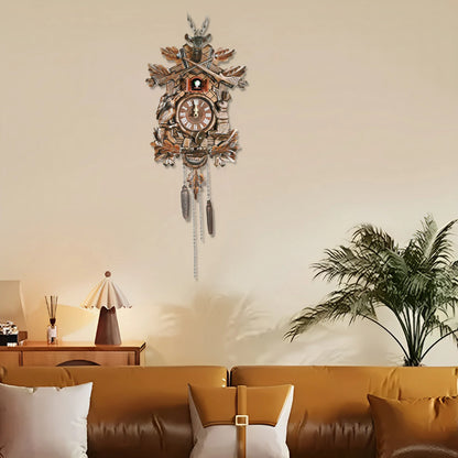 Vintage Wooden Cuckoo Wall Clock and Alarm Clock