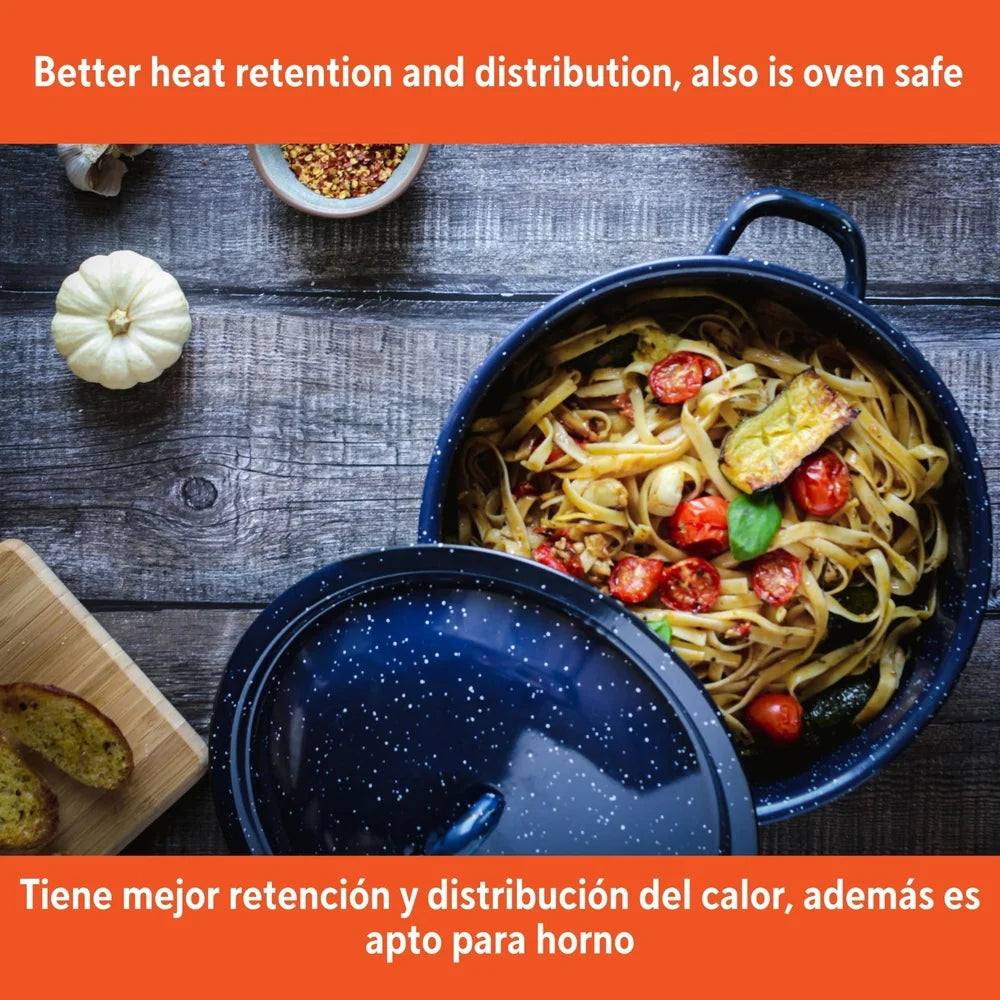 Durable Enamel Stock Pot, Oven Safe Steel Cooking Pot, Versatile