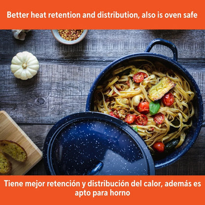 Durable Enamel Stock Pot, Oven Safe Steel Cooking Pot, Versatile