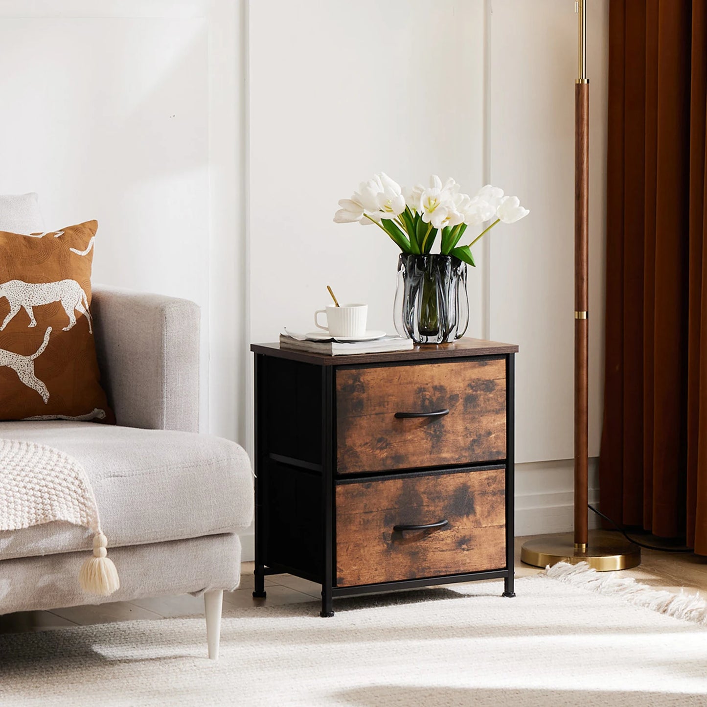 Cabinet Layers Set of 2 drawers, Living Room, and Bedside Table.