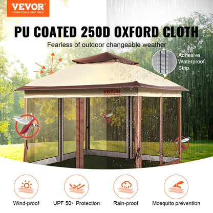 11x11ft Portable Gazebo PU Coated, Waterproof and Collapsible Canopy