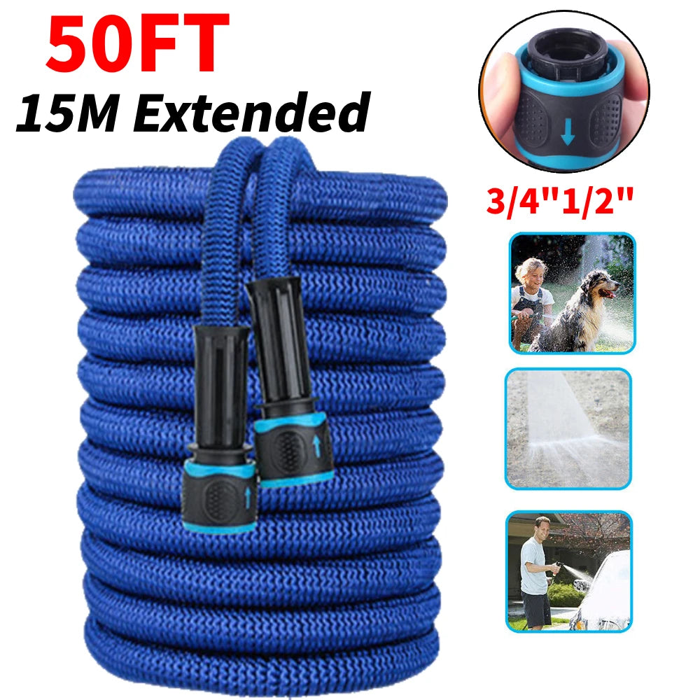 25FT Extendable Garden Water Hose Durable TPE High Pressure Hose