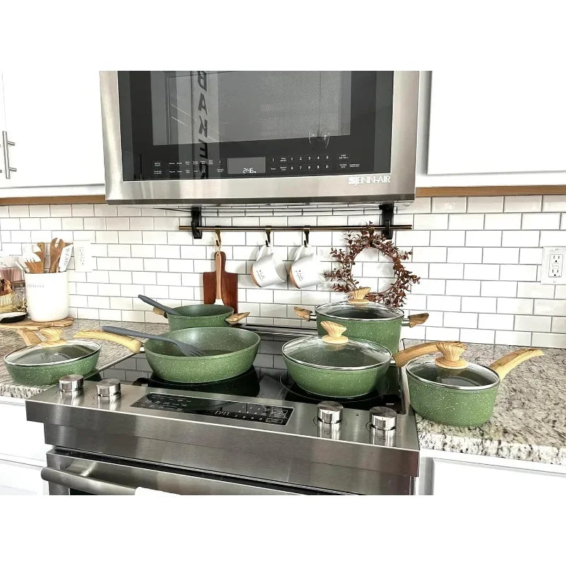 Pots and Pan Set Non stick Granite Cookware