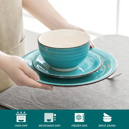 16PCS Porcelain Dinnerware Set, Vintage Ceramic Plate Set