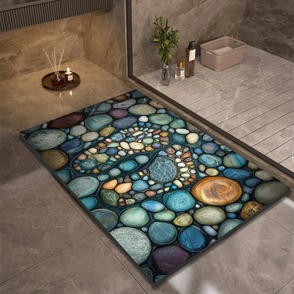 Stone Design Diatomite Bath Mat, Non-Slip Shower Mat, Absorbent, Quick Dry