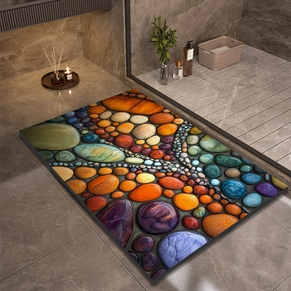 Stone Design Diatomite Bath Mat, Non-Slip Shower Mat, Absorbent, Quick Dry