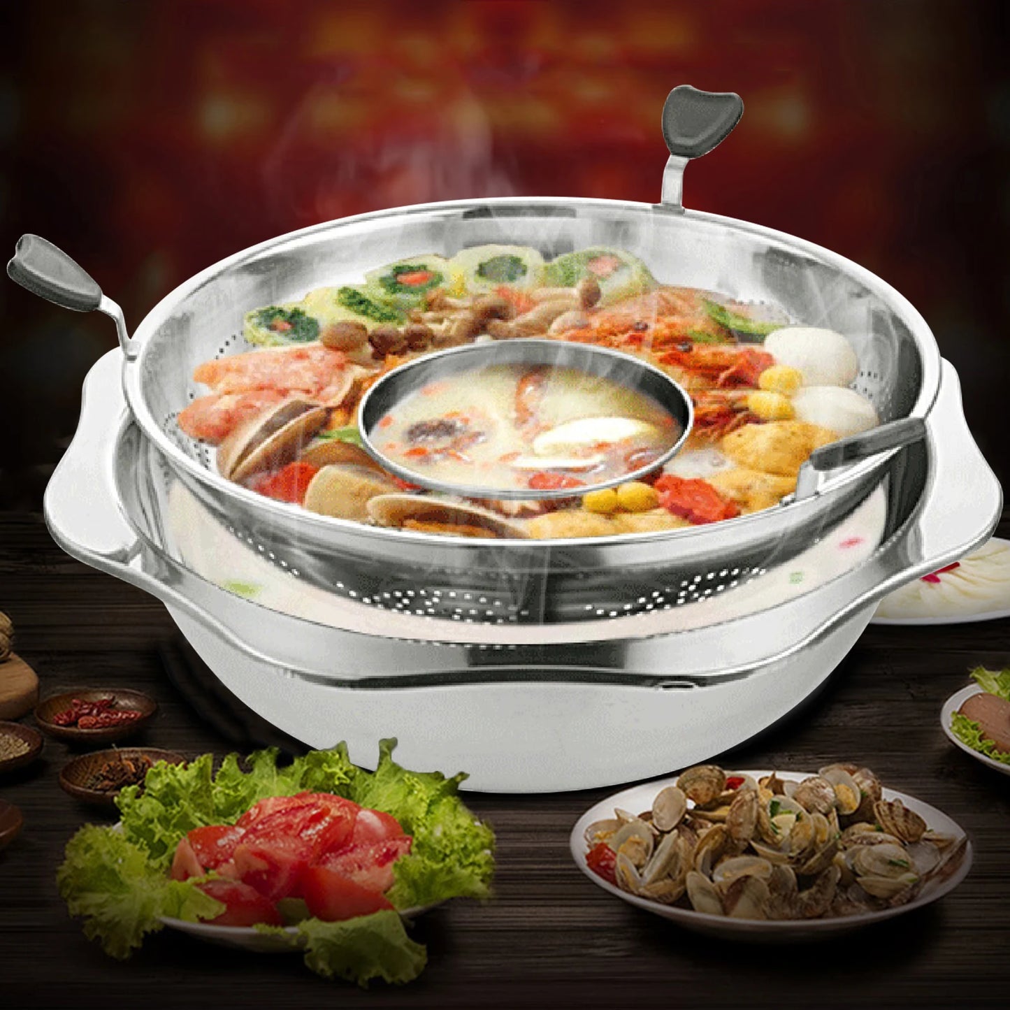 Thick Double Ear Soup Cooker Stainless Steel 1.5mm