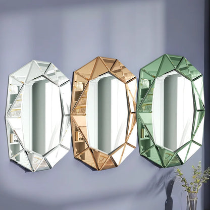 Large Modern Accent, Vintage Artistic Wall Mirror  100 x 72cm Gold/Silver