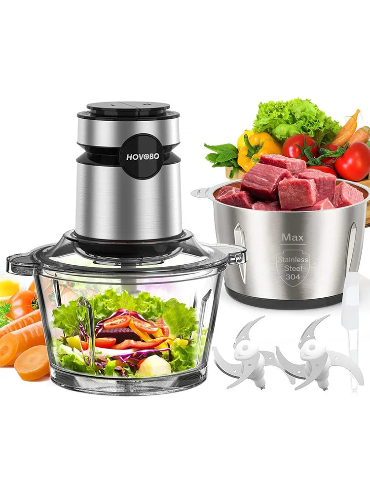 Food Processor Electric 500W, Glass Bowl Multifunctional